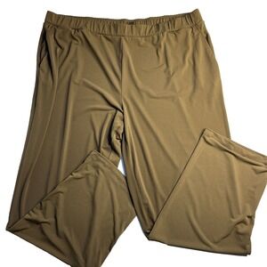 Susan Graver Everyday 2X‎ Liquid Knit Pull-On Pants Brown Comfort